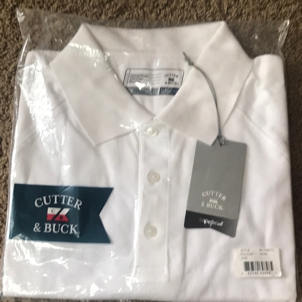 CUTTER & BUCK White Dry Tec Men’s Polo Size Large